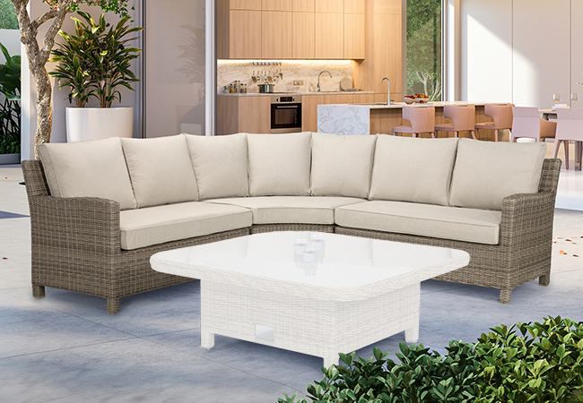 Image of Kettler Palma Grande Corner with Signature Cushions in Oyster/ Stone - NO TABLE
