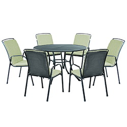 Small Image of Kettler Savita 6 Seat Dining Set with Parasol - Sage