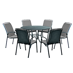Small Image of Kettler Savita 6 Seat Dining Set with Parasol - Slate