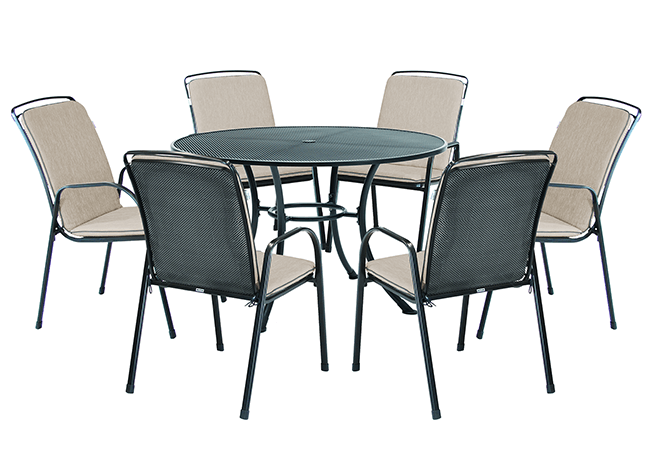 Image of Kettler Savita 6 Seat Dining Set - Stone NO PARASOL