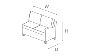 2 Seat Right Hand Sofa - dimensions image