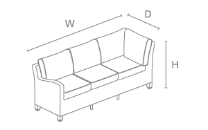 3 Seat Left Hand Sofa - dimensions image