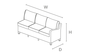 3 Seat Right Hand Sofa - dimensions image