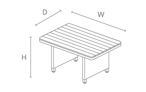 Mini Slat Top Table - dimensions image