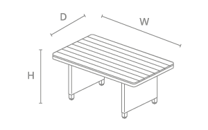 Slat Top Table - dimensions image