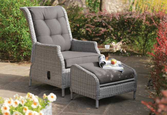 Image of Kettler Palma Signature Recliner in White Wash/Taupe