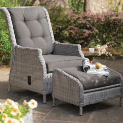 Small Image of Kettler Palma Signature Recliner in White Wash/Taupe