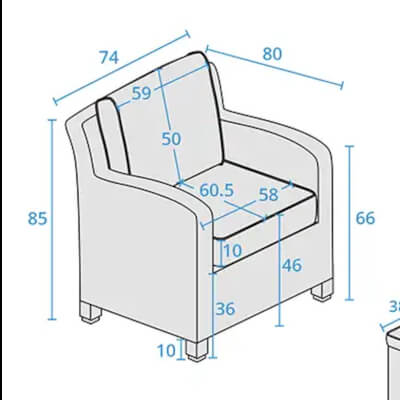 Arm Chair dimensions image