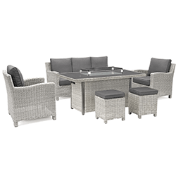 Small Image of Kettler Palma Signature Sofa Set with Firepit Table in Whitewash