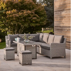 Extra image of Kettler Palma Right Hand Signature Corner Sofa with Fire Pit Table - Whitewash
