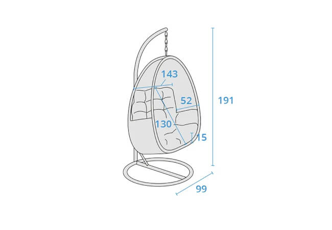 Egg chair dimensions image