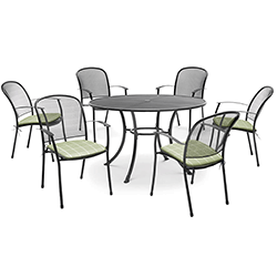 Small Image of Kettler Caredo 6 Seater Round Dining Set in Sage Check - NO PARASOL