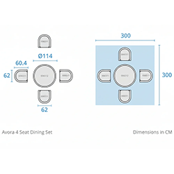 Extra image of Kettler Avora 4 Seat Dining Set