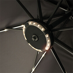 Extra image of Kettler 3.3m LED Free Arm Parasol with Bluetooth Speaker in Taupe