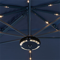 Extra image of Kettler 3.3m LED Free Arm Parasol with Bluetooth Speaker in Taupe