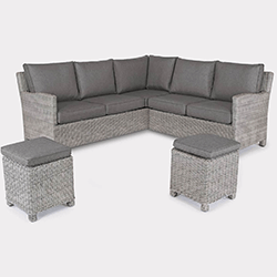 Small Image of Kettler Palma Mini Corner with Signature Cushions in White Wash/Taupe - NO TABLE