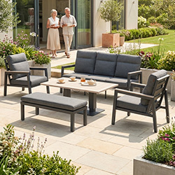 Image of Kettler Tudor Sofa Lounge Set with Reclining Armchairs and Bench
