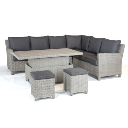 Small Image of Kettler Palma Signature Left Hand Corner Sofa Set with Adjustable Aluminium Top Table in White Wash/Taupe