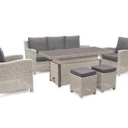 Small Image of Kettler Palma Signature Sofa Set with Adjustable Aluminium Slatted Top Table in White Wash/Taupe