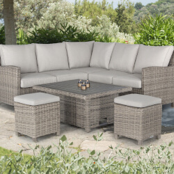 Extra image of Kettler Palma Mini Corner Set with Signature Cushions and Adjustable Slat Table in Oyster/Stone