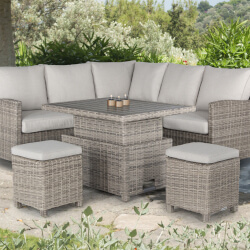 Small Image of Kettler Palma Mini Corner Set with Signature Cushions and Adjustable Slat Table in Oyster/Stone