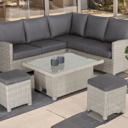Extra image of Kettler Palma Mini Corner Set in White Wash with Signature Cushions and Adjustable Glass Table