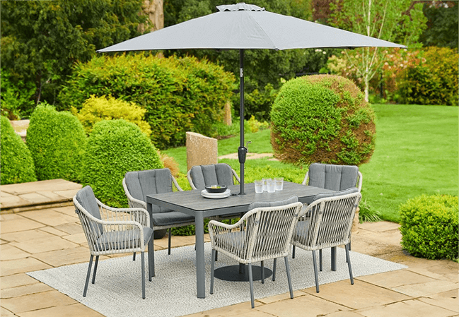 Image of LG Bali 6 Seater Dining Set with 3.0m Parasol