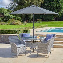 Small Image of LG Monte Carlo Stone 4 Seat Dining Set with 2.5m Parasol