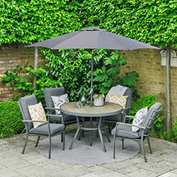 Small Image of LG Monza 4 Seat Set with Highback Armchairs and 2.5m Parasol