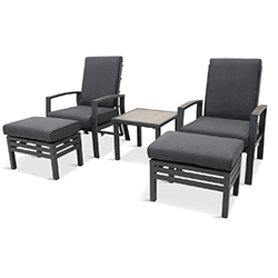 Small Image of LG Monza 5 Piece Recliner Duet Set with Stools and Side Table