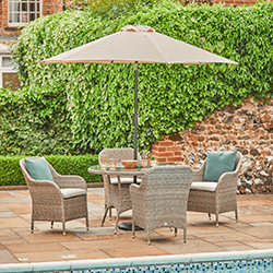 Small Image of LG Monte Carlo Sand 4 Seat Dining Set with 2.5m Parasol