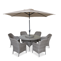 Extra image of LG Monte Carlo Sand 6 Seat Dining Set with Lazy Susan and 3m Parasol