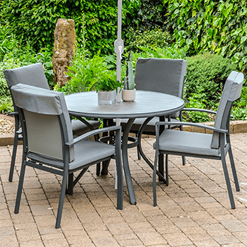 Image of EX-DISPLAY / COLLECTION ONLY - LG Turin 4 Seater Dining Set in Graphite / Mixed Grey - No Parasol