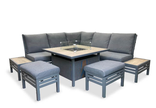 Image of LG Monza Modular Dining Set with Gas Firepit Table