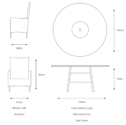 Extra image of LG Monte Carlo Sand 6 Seat Dining Set with Lazy Susan and 3m Parasol