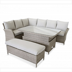 Small Image of LG Monaco Sand Rectangular Corner Sofa Dining Modular Set with Adjustable Table