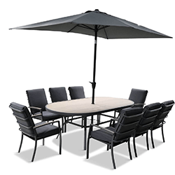 Extra image of LG Monza 8 Seat Oval Set with Lazy Susan, Highback Armchairs and 2.0m x 3.0m Parasol