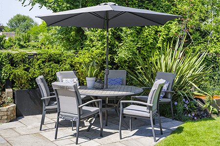 Image of LG Turin 6 Seater Dining Set in Graphite / Mixed Grey - No Parasol
