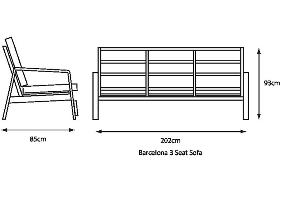 3 Seat Sofa - dimensions image