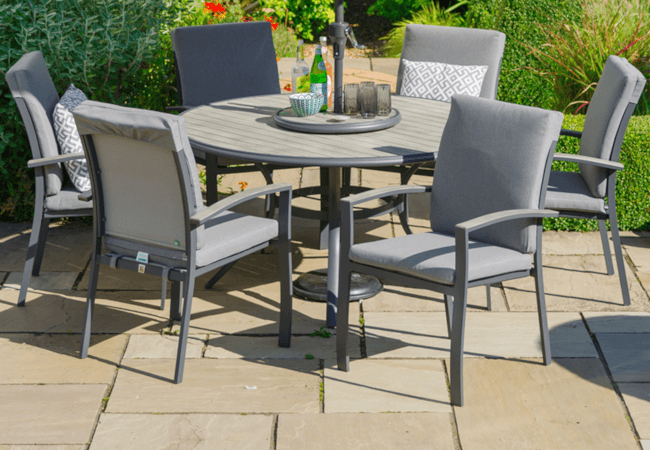 Image of LG Turin 6 Seater Dining Set in Graphite / Mixed Grey - No Parasol