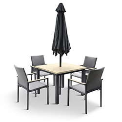 Extra image of LG Venice 4 Seat Stacking Dining Set with 2.5m Parasol