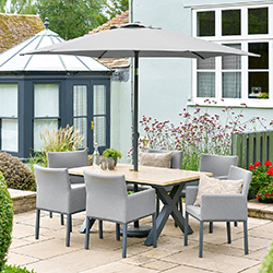 Small Image of LG Venice 6 Seat Dining Set with 3m Parasol