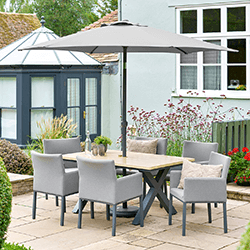 Image of LG Venice 6 Seat Dining Set with 3m Parasol