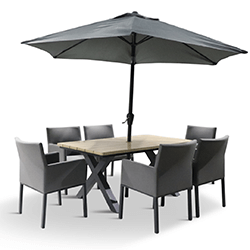 Extra image of LG Venice 6 Seat Dining Set with 3m Parasol
