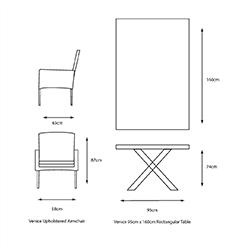 Extra image of LG Venice 6 Seat Dining Set with 3m Parasol