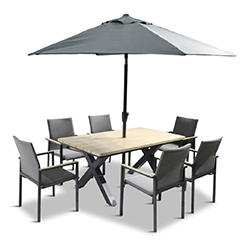 Extra image of LG Venice 6 Seat Stacking Dining Set with 3m Parasol