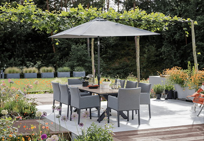 Image of LG Venice 8 Seat Dining Set with 3m Parasol