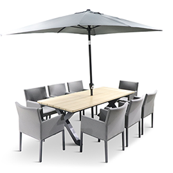 Extra image of LG Venice 8 Seat Dining Set with 3m Parasol