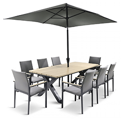 Extra image of LG Venice 8 Seat Stacking Dining Set with 3m Parasol