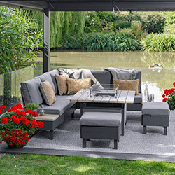 Small Image of LG Venice Open Modular Corner Lounge Set with Firepit Table